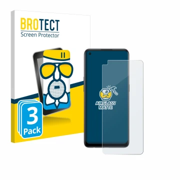 Front side of a product packaging with the brand logo BROTECT. Next to it is the device Oppo Reno 8T shown with the correspond