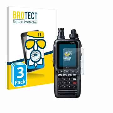 Front side of a product packaging with the brand logo BROTECT. Next to it is the device Yaesu FTA-850L shown with the correspo