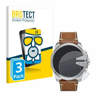 Front side of a product packaging with the brand logo BROTECT. Next to it is the device Diesel Mega Chief shown with the corre