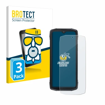 Front side of a product packaging with the brand logo BROTECT. Next to it is the device Cubot King Kong Star 5G shown with the