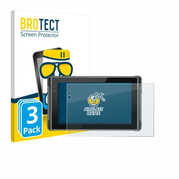 Front side of a product packaging with the brand logo BROTECT. Next to it is the device Hugerock X7 shown with the correspondi