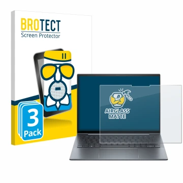 Front side of a product packaging with the brand logo BROTECT. Next to it is the device HP Dragonfly G4 Non-Touch shown with t