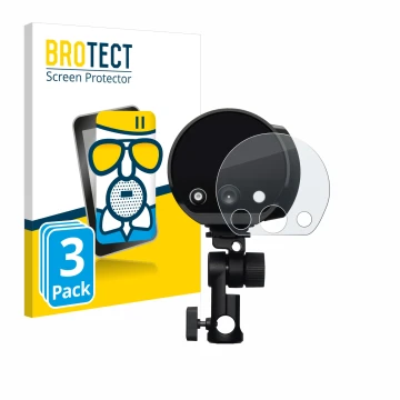 Front side of a product packaging with the brand logo BROTECT. Next to it is the device Profoto B10X shown with the correspond