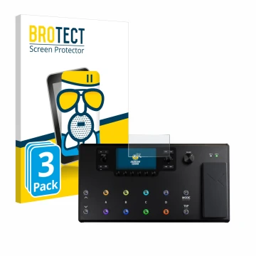 Front side of a product packaging with the brand logo BROTECT. Next to it is the device Line 6 Helix LT shown with the corresp