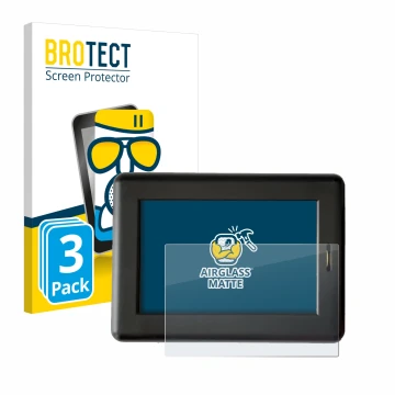 Front side of a product packaging with the brand logo BROTECT. Next to it is the device XC Tracer Maxx II shown with the corre