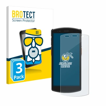 Front side of a product packaging with the brand logo BROTECT. Next to it is the device Urovo CT58 shown with the correspondin