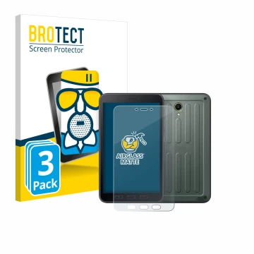 Front side of a product packaging with the brand logo BROTECT. Next to it is the device Samsung Galaxy Tab Active 5 (portrait)