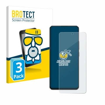 Front side of a product packaging with the brand logo BROTECT. Next to it is the device Xiaomi Poco X6 shown with the correspo