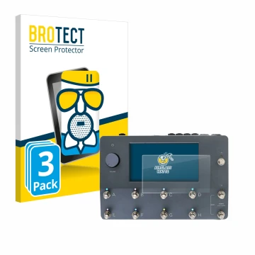 Front side of a product packaging with the brand logo BROTECT. Next to it is the device Neural DSP Quad Cortex shown with the 