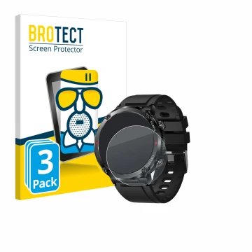 Front side of a product packaging with the brand logo BROTECT. Next to it is the device LIGE Smartwatch 1.6