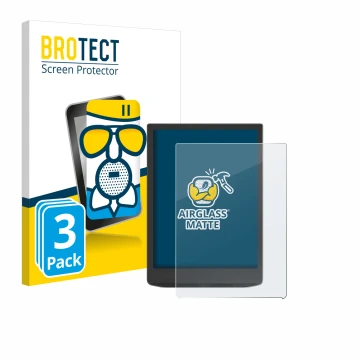 Front side of a product packaging with the brand logo BROTECT. Next to it is the device Vivlio InkPad 4 shown with the corresp
