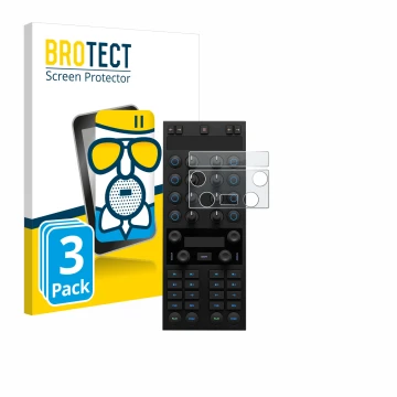 Front side of a product packaging with the brand logo BROTECT. Next to it is the device Native Instruments Traktor Kontrol X1 