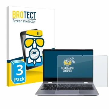Front side of a product packaging with the brand logo BROTECT. Next to it is the device Wortmann Terra Mobile 360-13U shown wi