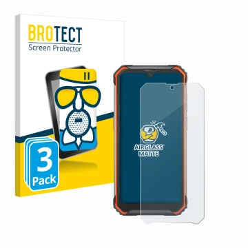 Front side of a product packaging with the brand logo BROTECT. Next to it is the device Blackview BV7200 shown with the corres