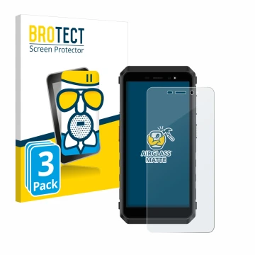 Front side of a product packaging with the brand logo BROTECT. Next to it is the device Ulefone Power Armor X11 Pro shown with