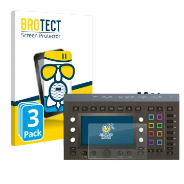 Front side of a product packaging with the brand logo BROTECT. Next to it is the device Waldorf Iridium Core shown with the co