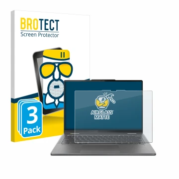 Front side of a product packaging with the brand logo BROTECT. Next to it is the device Lenovo Yoga 7 2-in-1 Gen 9 14
