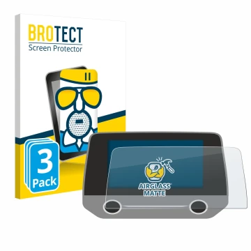 Front side of a product packaging with the brand logo BROTECT. Next to it is the device Ford Focus MK4 Sync 3 shown with the c