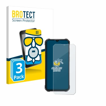 Front side of a product packaging with the brand logo BROTECT. Next to it is the device Oukitel WP36 shown with the correspond