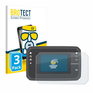Front side of a product packaging with the brand logo BROTECT. Next to it is the device Honda CB650R TFT Display shown with th