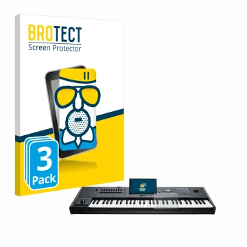 Front side of a product packaging with the brand logo BROTECT. Next to it is the device KORG Pa5X shown with the corresponding