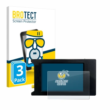 Front side of a product packaging with the brand logo BROTECT. Next to it is the device LiteVNA 64 shown with the correspondin
