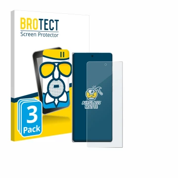 Front side of a product packaging with the brand logo BROTECT. Next to it is the device Vivo X Fold3 shown with the correspond