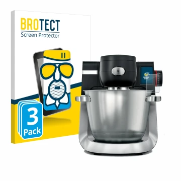 Front side of a product packaging with the brand logo BROTECT. Next to it is the device Bosch MUM Serie 6 shown with the corre