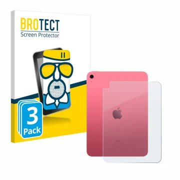 Front side of a product packaging with the brand logo BROTECT. Next to it is the device Apple iPad 10.9