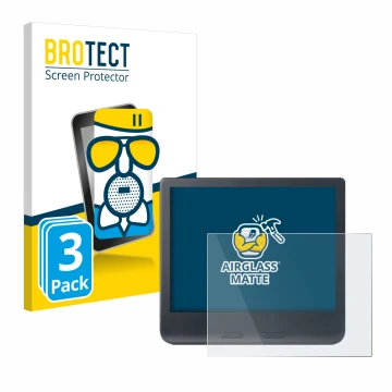 Front side of a product packaging with the brand logo BROTECT. Next to it is the device Kobo Libra Colour 2024 shown with the 