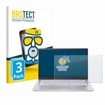 Front side of a product packaging with the brand logo BROTECT. Next to it is the device Acer Swift X 14 SFX14-72G Non-Touch sh