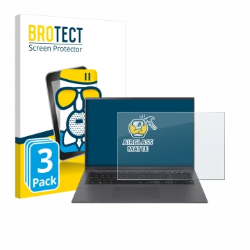 Front side of a product packaging with the brand logo BROTECT. Next to it is the device LG gram 17