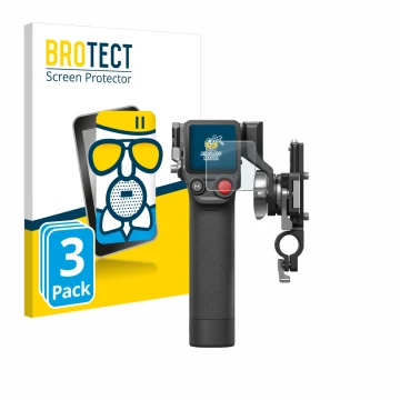 Front side of a product packaging with the brand logo BROTECT. Next to it is the device DJI Focus Pro- Grip shown with the cor