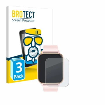 Front side of a product packaging with the brand logo BROTECT. Next to it is the device walkbee Smartwatch 1.83