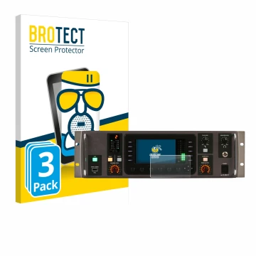 Front side of a product packaging with the brand logo BROTECT. Next to it is the device Behringer X32 Rack shown with the corr