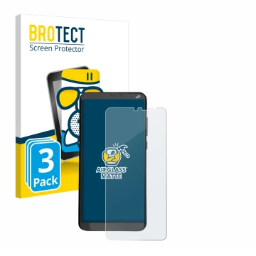 Front side of a product packaging with the brand logo BROTECT. Next to it is the device Brondi Amico XL shown with the corresp