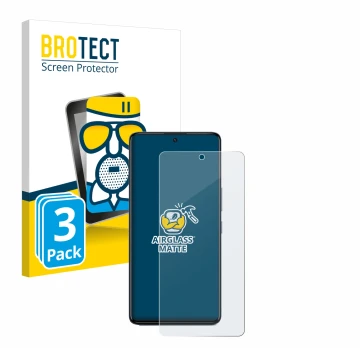 Front side of a product packaging with the brand logo BROTECT. Next to it is the device Infinix GT 20 Pro shown with the corre