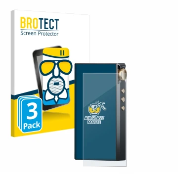Front side of a product packaging with the brand logo BROTECT. Next to it is the device Cayin N3-Ultra shown with the correspo