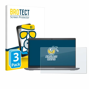 Front side of a product packaging with the brand logo BROTECT. Next to it is the device Dell Latitude 5550 Laptop shown with t