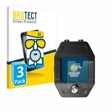 Front side of a product packaging with the brand logo BROTECT. Next to it is the device Shure GLXD16+ shown with the correspon