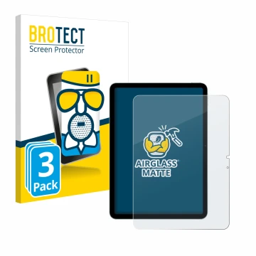 Front side of a product packaging with the brand logo BROTECT. Next to it is the device Apple iPad Air 11