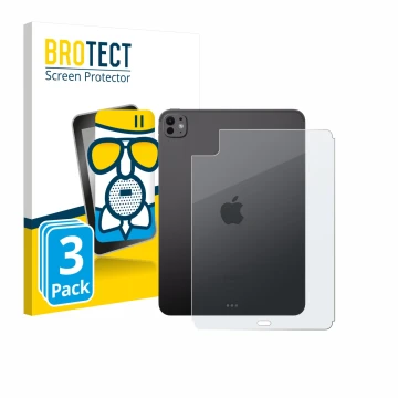 Front side of a product packaging with the brand logo BROTECT. Next to it is the device Apple iPad Pro 11