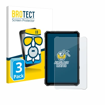 Front side of a product packaging with the brand logo BROTECT. Next to it is the device Ulefone Armor Pad 3 Pro shown with the