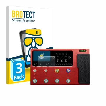 Front side of a product packaging with the brand logo BROTECT. Next to it is the device Valeton GP-200R shown with the corresp