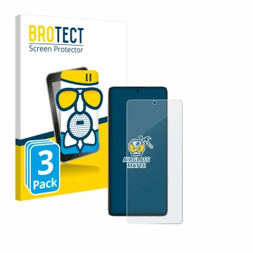 Front side of a product packaging with the brand logo BROTECT. Next to it is the device Xiaomi Poco F6 shown with the correspo