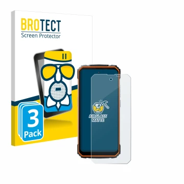 Front side of a product packaging with the brand logo BROTECT. Next to it is the device Blackview BV8100 shown with the corres