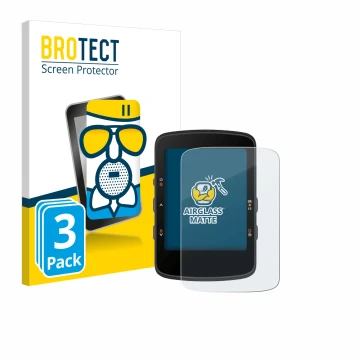 Front side of a product packaging with the brand logo BROTECT. Next to it is the device Bryton Rider 460 shown with the corres