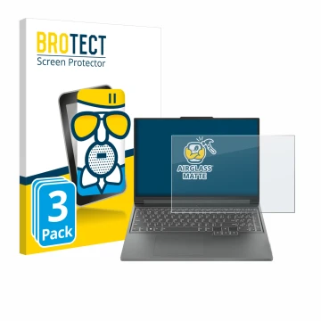 Front side of a product packaging with the brand logo BROTECT. Next to it is the device Lenovo Legion Slim 5 Gen 9 16