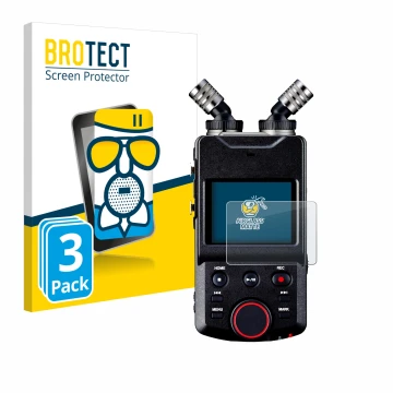 Front side of a product packaging with the brand logo BROTECT. Next to it is the device Tascam Portacapture X6 shown with the 