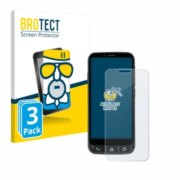 Front side of a product packaging with the brand logo BROTECT. Next to it is the device SPC Zeus 4G Pro shown with the corresp